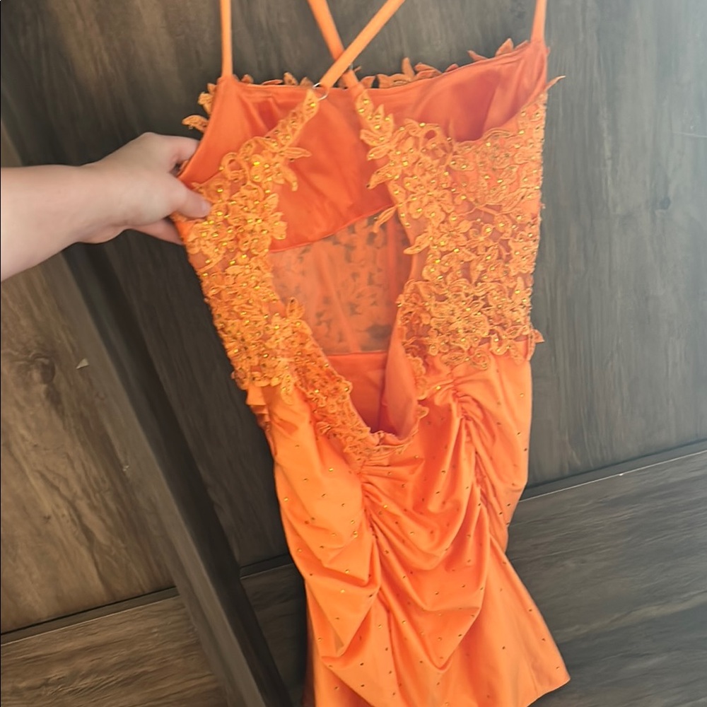 Orange Lace Strap Dress - Picture 2 of 2